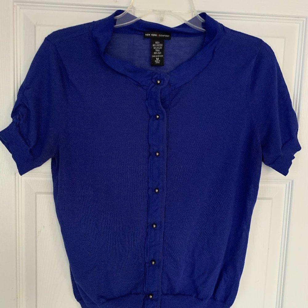 New York & Company Button Down Purple Top